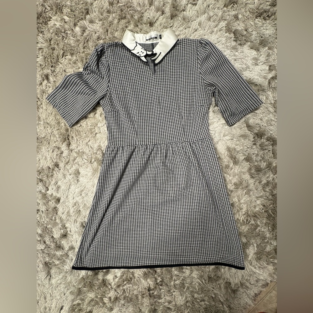 Paper plane Classic Black and White houndstooth Dress